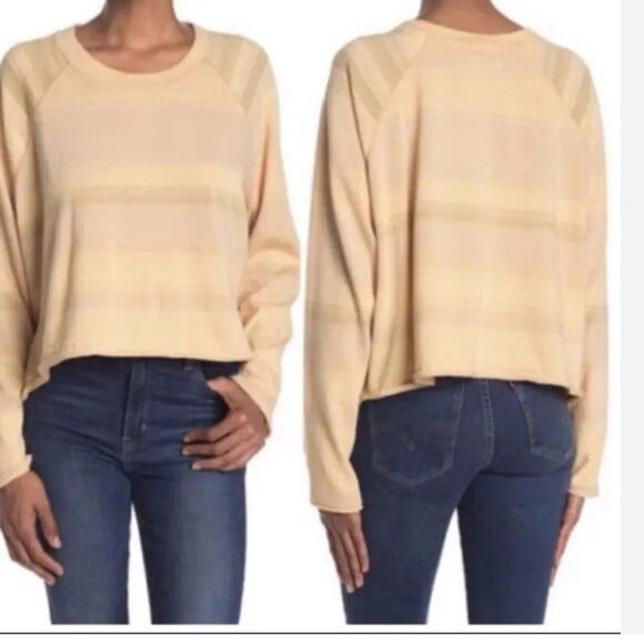 Free People Sweaters - FREE PEOPLE WOMENS SMALL PROSECCO LONG SLEEVE STRIPE SWEATER BAJA NWT NEW SLITS